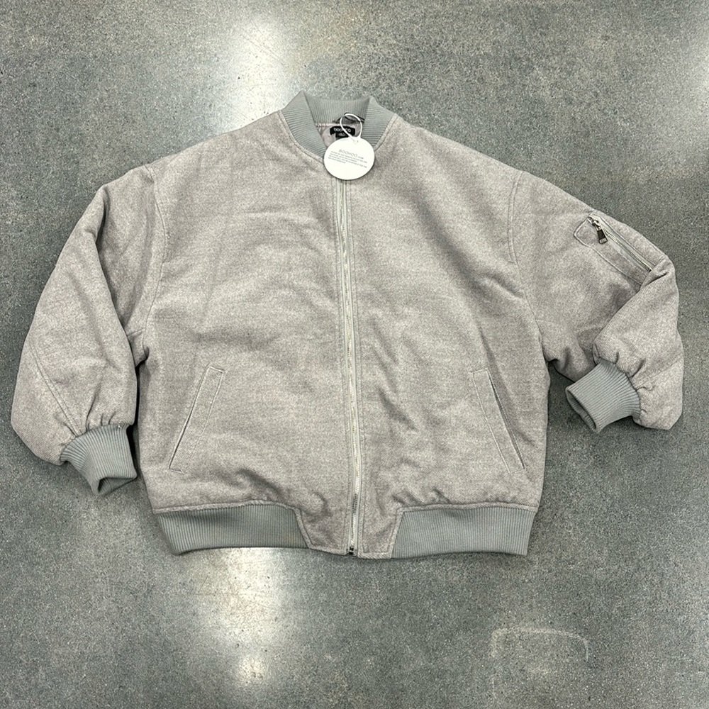 Boohoo grey oversized bomber jacket size US 4